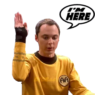 🙋 5812e28b Sheldon Cooper The Big Bang Theory I'M HERE Sheldon, The Big Bang Theory, Estou aqui, Série de TV, Comédia, Personagem, Jim Parsons telegram sticker