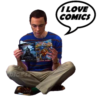 🗞 585a3340 Sheldon Cooper The Big Bang Theory I LOVE COMICS Quadrinhos, Leitura, Sitcom, Série de TV, Nerd telegram sticker