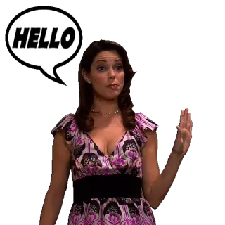 👋 997e7e7d HELLO saudação, mulher, olá, desenho animado, balão de fala telegram sticker