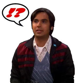 ⁉️ e7ddf183 Raj Koothrappali The Big Bang Theory The Big Bang Theory, Raj Koothrappali, pergunta, confuso telegram sticker
