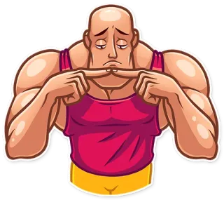 😔 af6e6e90 homme, musclé, triste, expression, dessin animé, personnage, mème whatsapp sticker