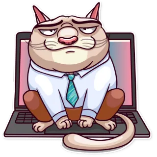 💻 7d69f332 猫, ラップトップ, オフィス, ビジネス, 動物, 漫画 telegram sticker