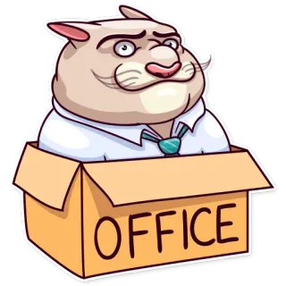 👔 f64f6e8e OFFICE 猫, オフィス, 漫画, 面白い, 箱, 動物, ビジネス telegram sticker