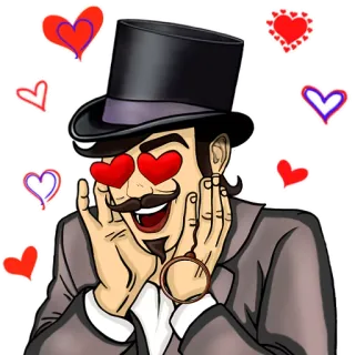 😍 506b9474 사랑, 남자, 하트, 만화, 중절모, 신사, 감정 telegram sticker