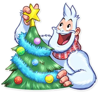 🎄 5eaf012b イエティ, クリスマスツリー, ホリデー, クリスマス, デコレーション, 冬, お祝い telegram sticker