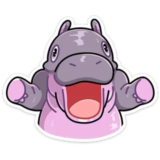 🤷‍♂️ 066815a3 하마, 동물, 만화, 귀여운, 행복한, 웃긴, 포유류 telegram sticker