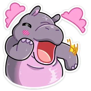 ☺️ 28eab0c9 하마, 귀여운, 만화, 동물, 행복한 telegram sticker