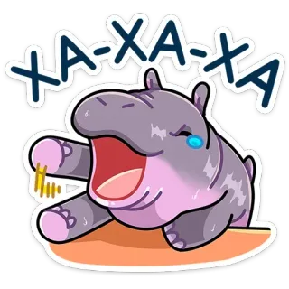 😂 6127f1c6 ХА-ХА-ХА 하마, 웃음, 웃긴, 만화, 동물, 기쁨, 유머 telegram sticker
