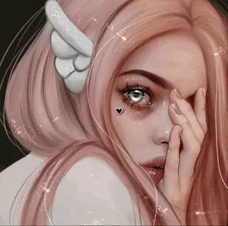 ✔ 20c4341c gadis, fantasi, elf, sayap, potret, ilustrasi, seni telegram sticker