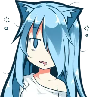 ✔ d67df296 Anime, Gadis kucing, Kawaii, Lucu, Mengantuk, Air liur telegram sticker