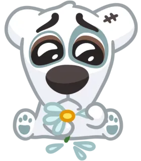 😒 75ea0745 медведь, грустный, цветок, мультик, милый telegram sticker