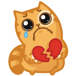 💔 c4c9c517 кот, грустный, разбитое сердце, слеза, плач telegram sticker
