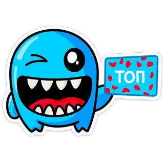 😉 1adb30ef ТОП dễ thương, quái vật, top, xanh dương, hoạt hình, nhãn dán telegram sticker