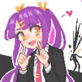❤️ 26a99729 Anime Mädchen, Pixelkunst, süß, Anzug, Krawatte, lila Haare, Herz telegram sticker