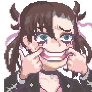 😀 7a50c467 Anime Mädchen, Pixelkunst, Cartoon, Gesichtsausdruck, lächelnd, gruselig telegram sticker