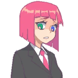 😅 c2b78395 Anime, Frau, Pixelkunst, Pinke Haare, Büro telegram sticker