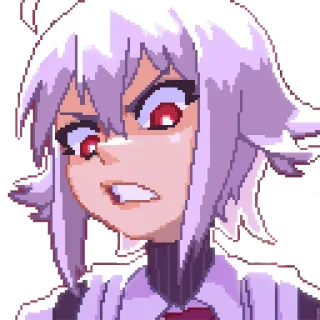 😡 e13dcb52 Anime Mädchen, Pixelkunst, Wütend, Rote Augen, Weißes Haar, Digitale Kunst telegram sticker