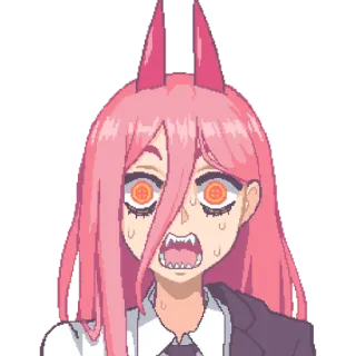 😢 e3b7c4ad Power Chainsaw Man Anime, Pixel Art, Manga, Dämon, Lustig, Cartoon telegram sticker