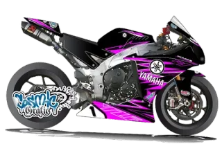 🏍 11877eeb Cosmic Grafix мотоцикл, байк, гонки, транспорт, yamaha, розовый telegram sticker