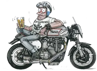 🍹 18252a9e Cafe Racers мотоцикл, кафе рейсер, винтаж, ретро, мотоцикл, Norton, пиво telegram sticker