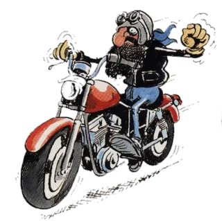 ✊ 2b64de71 мотоцикл, байкер, мультфильм, транспорт, транспортное средство telegram sticker