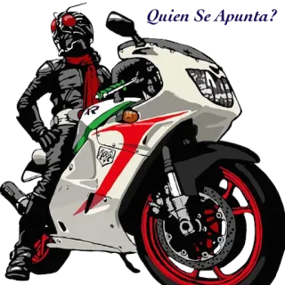 ☺️ 850232a2 Rider Spirits!! мотоцикл, байкер, аниме, шлем, красный шарф telegram sticker