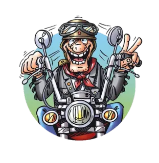 ✌ b464c5a3 Байкер, Мотоцикл, Мультик, Персонаж, Транспорт, Водитель telegram sticker