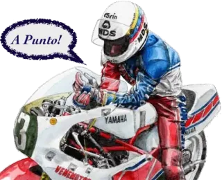 👍 e7e139ab A Punto! мотоцикл, гонки, шлем, винтаж, водитель telegram sticker