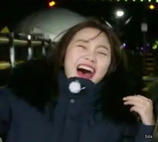 ✨ 09a786ae bila woman, screaming, open mouth, facial expression, happy, joyful, laughing whatsapp sticker