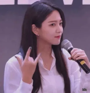 ✨ 6ab44fa2 bila k-pop, idol, girl, singer, microphone, gesture whatsapp sticker