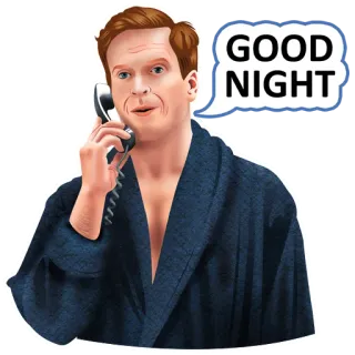😴 690b7eed GOOD NIGHT dobranoc, mężczyzna, telefon, szlafrok, sen, pora spać telegram sticker