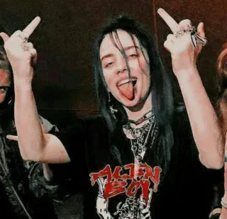 🖕 5b6aef1f Billie Eilish ALIEN BOY Billie Eilish, singer, middle finger, offensive gesture, music, pop, alien telegram sticker