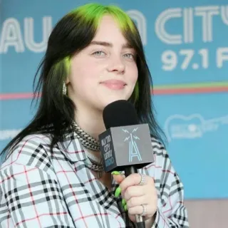 🙂 92845ad3 Billie Eilish celebrity, singer, musician, artist, woman telegram sticker
