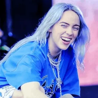 🕸 059b0776 Billie Eilish 歌手, ミュージシャン, セレブ, 青髪, ポップ whatsapp sticker