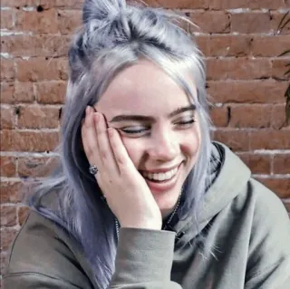 🕸 0c9f396d Billie Eilish 歌手, 有名人, 音楽家, 女性, 笑顔 whatsapp sticker