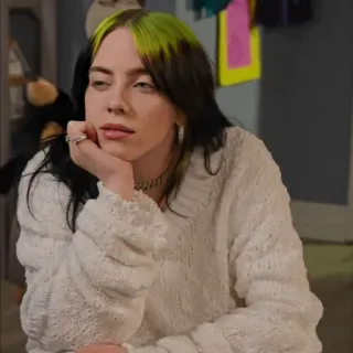 🕸 108fe31f Billie Eilish 歌手, ミュージシャン, セレブ, 緑髪, ポップ, ソングライター whatsapp sticker