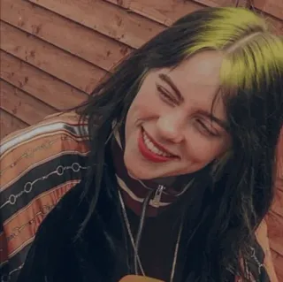 🕸 10add80b Billie Eilish 歌手, ミュージシャン, ポップ, 緑髪 whatsapp sticker