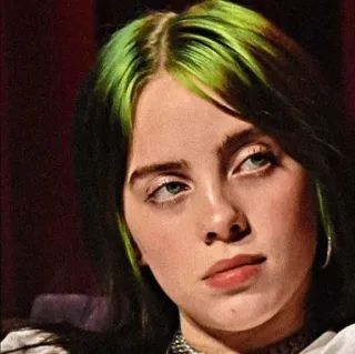 🕸 5e60877e Billie Eilish 歌手, 音楽, 有名人, ポートレート, 緑髪 whatsapp sticker