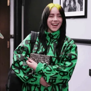 🕸 e53e35b4 Billie Eilish 歌手, ソングライター, 有名人, 音楽, 緑髪 whatsapp sticker