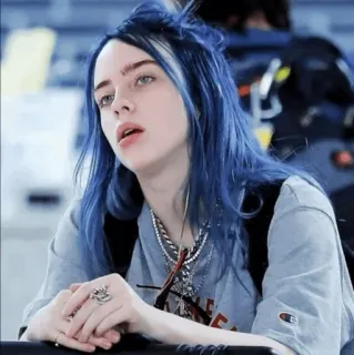 🕸 e8ba974d Billie Eilish 歌手, ポップ, 音楽, スタイル, 青髪 whatsapp sticker