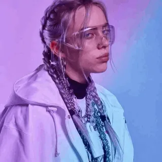 🕸 008fce88 Billie Eilish 比莉·艾利什, 歌手, 音乐, 流行, 艺术家, 肖像 whatsapp sticker