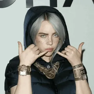🕸 e8fa43e7 Billie Eilish 音乐家, 歌手, 名人, 比莉·艾利什 whatsapp sticker
