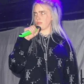 🕸 f0a5741c Billie Eilish 比莉·艾利什, 歌手, 麦克风, 肖像 whatsapp sticker