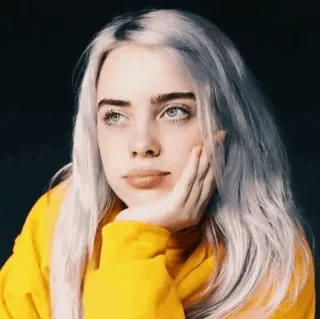 💚 7224b1c3 Billie Eilish chanteur, célébrité, femme, jaune, portrait, artiste telegram sticker