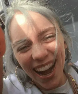 💚 b0a0de18 Billie Eilish chanteur, musicien, célébrité, femme, souriant telegram sticker