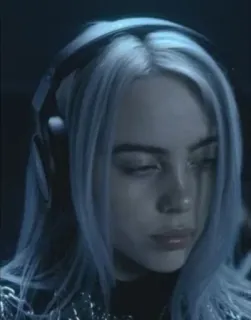 💚 b9c83a57 Billie Eilish Billie Eilish, chanteuse, musicien, écouteurs, pop star telegram sticker