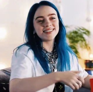 🦋 3b3d45bf Billie Eilish cantante, pelo azul, música, celebridad, estrella pop, Billie Eilish whatsapp sticker