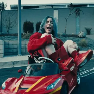 💧 c8351a78 Billie Eilish cantante, artista, estrella pop, coche, música whatsapp sticker