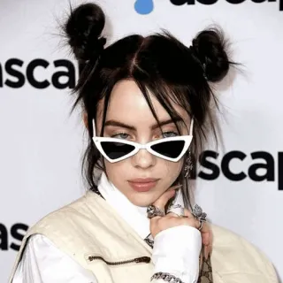 ☃ d4666a85 Billie Eilish músico, cantante, celebridad, Billie Eilish, gafas de sol whatsapp sticker