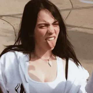 💨 e4cea37f Billie Eilish cantante, mueca, celebridad, mujer, lengua whatsapp sticker